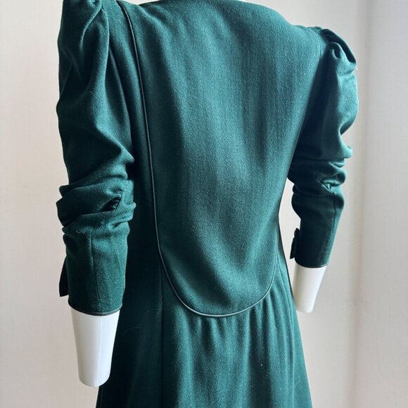 Vintage Brian Winston Deep Green Bow Detail Cocktail Dress S - Picture 9 of 10